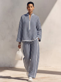 Navy blue and white stripes