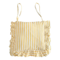 Yellow-White Striped Woven Seat Cushion With Ruffle