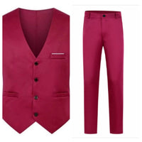 Wine red, Vest + Trousers