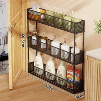 Floor-Standing Three-Tier Black 50×9cm