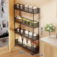 Mobile Four-Tier Black 50×16 cm